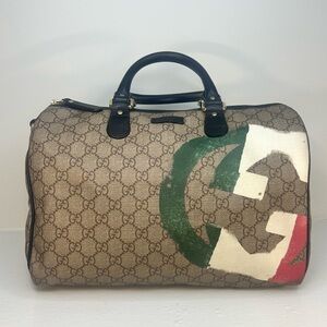 Gucci Beige Monogram Bag with Black Leather Handles